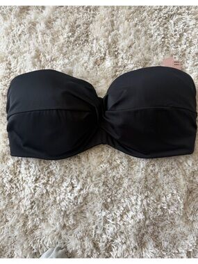 Victoria's Secret Black Strapless Twist Bikini Top 34DDD NEW